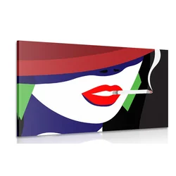 Slika ženska s klobukom v pop art stilu - 150x100