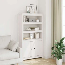 Visoka komoda bijela 80 x 35 x 154 cm od masivne borovine