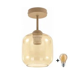 BRILAGI - LED plafonski luster R GLASS 1xE27/60W/230V prečnik 14 cm bež/zadimljeno bež
