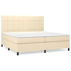 Vidaxl Box spring postelja z vzmetnico krem 200x200 cm blago