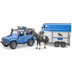 Džip Land Rover policijski sa prikolicom i konjem Bruder 025885