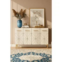 Hanah Home komoda Eliz 120, 120 cm, bela / travertin