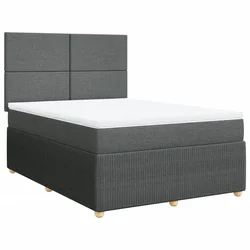 Vidaxl Box spring posteljni z vzmetnico temno siv 140x190 cm blago