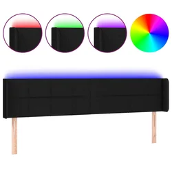 Vidaxl LED posteljno vzglavje črno 183x16x78/88 cm blago