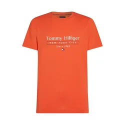 TOMMY HILFIGER Majica CENTER STACK mornarska/oranžna/rdeča/bela