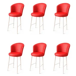 Hanah Home Set barskih stolica Uras, 6 komada, Crveno-beli