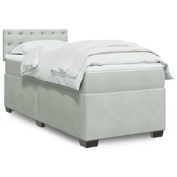 Box spring postelja z vzmetnico svetlo siv 90x190 cm žamet