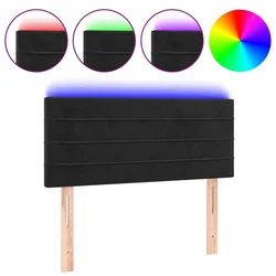Vidaxl LED posteljno vzglavje črno 100x5x78/88 cm žamet