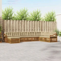 Set vanjskih sofa s jastukom 8 pcs Prirodna i bež