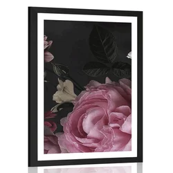 Plakat s paspartujem šopek cvetov v prvem planu - 40x60 silver
