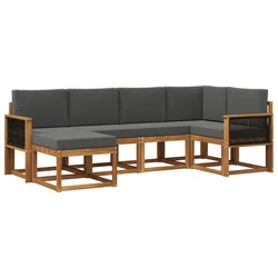 Set vanjskih sofa 6 pcs Prirodna i antracit Čvrsto drvo akacije