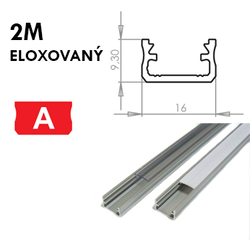 Aluminijasti profil za LED trakove A Površinski 2m ELOKSIRAN