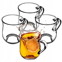 KADAX Kozarci za kavo in čaj s ročajem, 320 ml, komplet 4 kozarcev