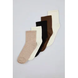 Trendyol Brown Multicolor 5 Pack Cotton Knitted Socks