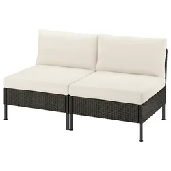 VITTSKÄR Modularna sofa dvosed, napolju plastični ratan tamnosivi/Frösön/Duvholmen bež