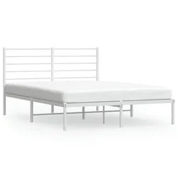Vidaxl Kovinski posteljni okvir z vzglavjem bel 160x200 cm