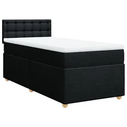 Vidaxl Box spring postelja z vzmetnico črna blago