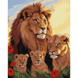 Rayher.	 Slikanje po številkah, Lion family, 40x50 cm