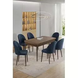 HANAH HOME Rasklopivi trpezarijski sto i stolice (7 delova) Enya Baroque Anthracite