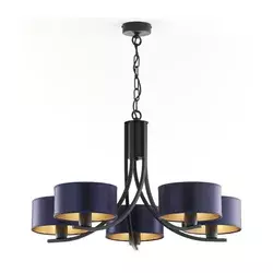 Jupiter 2101 - Luster na lancu ARTHUR 5xE27/15W/230V plave/crne boje