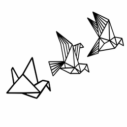 Wallxpert Zidna dekoracija Origami, 3 komada, Crna
