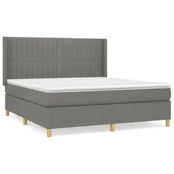Vidaxl Box spring postelja z vzmetnico temno siva 160x200 cm blago