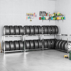 Stalci za gume s 2 razine 4 kom srebrni 110x40x110 cm čelični