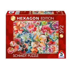 Schmidt - Puzzle Izdaja Hexagon: Velike cvetlice - 600 kosov