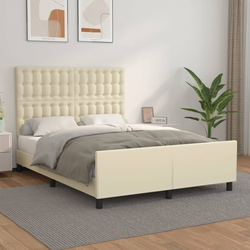 Okvir za krevet s uzglavljem krem 140x200 cm od umjetne kože