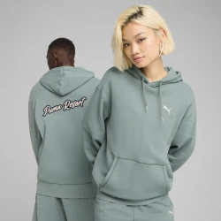 Puma PREMIUM Essentials Relaxed Graphic Hoodie Unisex, Green, Size XL, Clothing