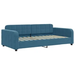 Vidaxl Raztegljiva postelja modra 90x200 cm žamet