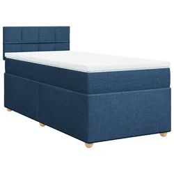 Vidaxl Box spring postelja z vzmetnico modra 90x200 cm blago