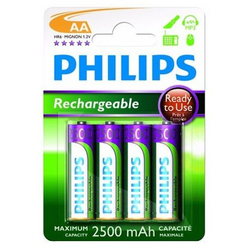 PHILIPS Polnilne baterije R6B4RTU25 AA, NiMh 2500 mAh, 4 kosi