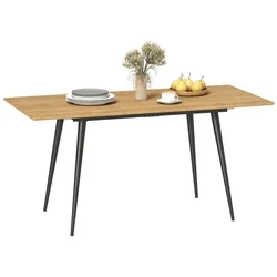 HOMCOM HOMCOM Jedilna miza MDF, jeklo 160D x 75Š x 77V cm naravni les, (5000242580)