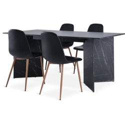 KRONDAL D180 sto mermer + 4 JONSTRUP stolice crna/hrast