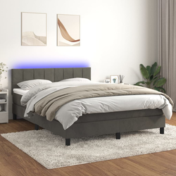 Den Box spring postelja z vzmetnico LED temno siva 140x200 c