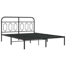 Vidaxl Kovinski posteljni okvir z vzglavjem črn 135x190 cm