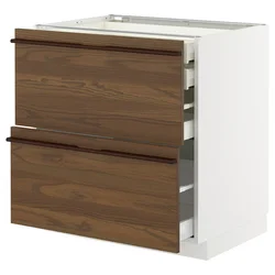 METOD / MAXIMERA Pod.orm.2front/2dnj/1srd/1vis.fiok, bela/Stensta tamnobraon jasenov furnir, 80x60 cm