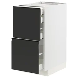 METOD / MAXIMERA Pod.orm.2front/2dnj/1srd/1vis.fiok, bela/Upplöv boja antracita, mat, 40x60 cm