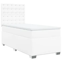 Vidaxl Box spring postelja z vzmetnico bela 80x200 cm umetno usnje