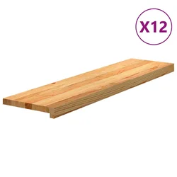 Gazišta stepenice 12 kom svjetlosmeđi 100x25x2 cm masivna hrast