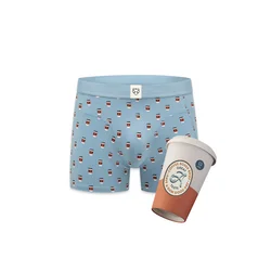 A-dam Boksarice Take Away Coffee svetlo modra / rjava / bela