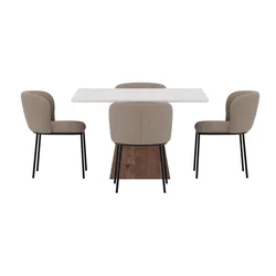 Venture Design Jedilna miza in stol komplet Cael kvadratna miza in stoli Edina 120x120x75 cm rjava