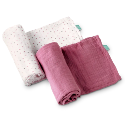 KOALA BABYCARE Set muslinskih marama za dojenje i povijanje bebe Soft Touch 120x120 2/1 roze