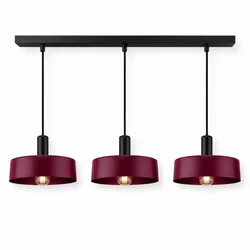Luster na sajli HAKI 3xE27/60W/230V bordo/crna