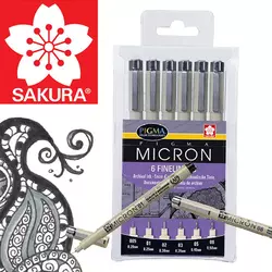 Set flomastera za tehničko crtanje SAKURA Pigma Micron - 6 delni ()