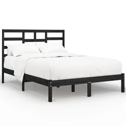 Vidaxl Posteljni okvir črn iz trdnega lesa 140x190 cm