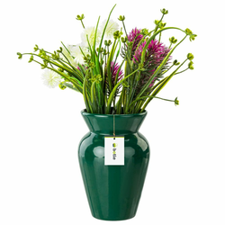 botle Keramična cvetlična vaza Temno zelena sijajna V 19,5 cm D 8 cm Dekorativna namizna vaza Mala vaza Cvetlična dekoracija Orhideja Moderen glamur
