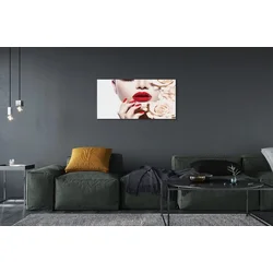 tulup.si Slika na steklu Vrtnice rdeče ustnice ženska 120x60 cm 4 obešalnika