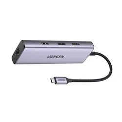 UGREEN USB Hub 6 in 1 USB-C, USB, HDMI, Ethernet Hub sivi